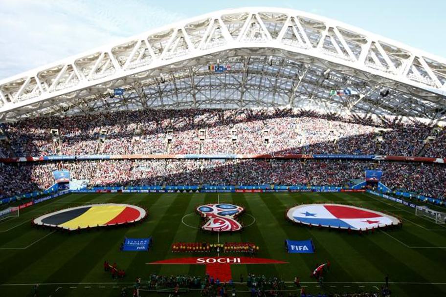 Lo stadio di Sochi prima di Belgio-Panama. Getty